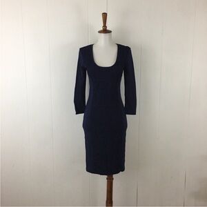 Plenty‎ by Tracy Reese Carla Blue Scoop Neck 3/4 Sleeve Fitted Sheath Dress